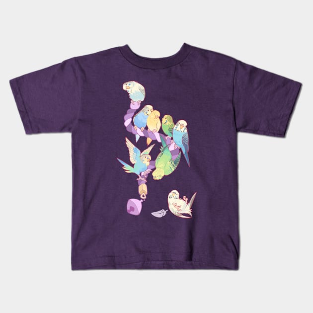 Budgie bunch grape froyo flavored Kids T-Shirt by Colordrilos